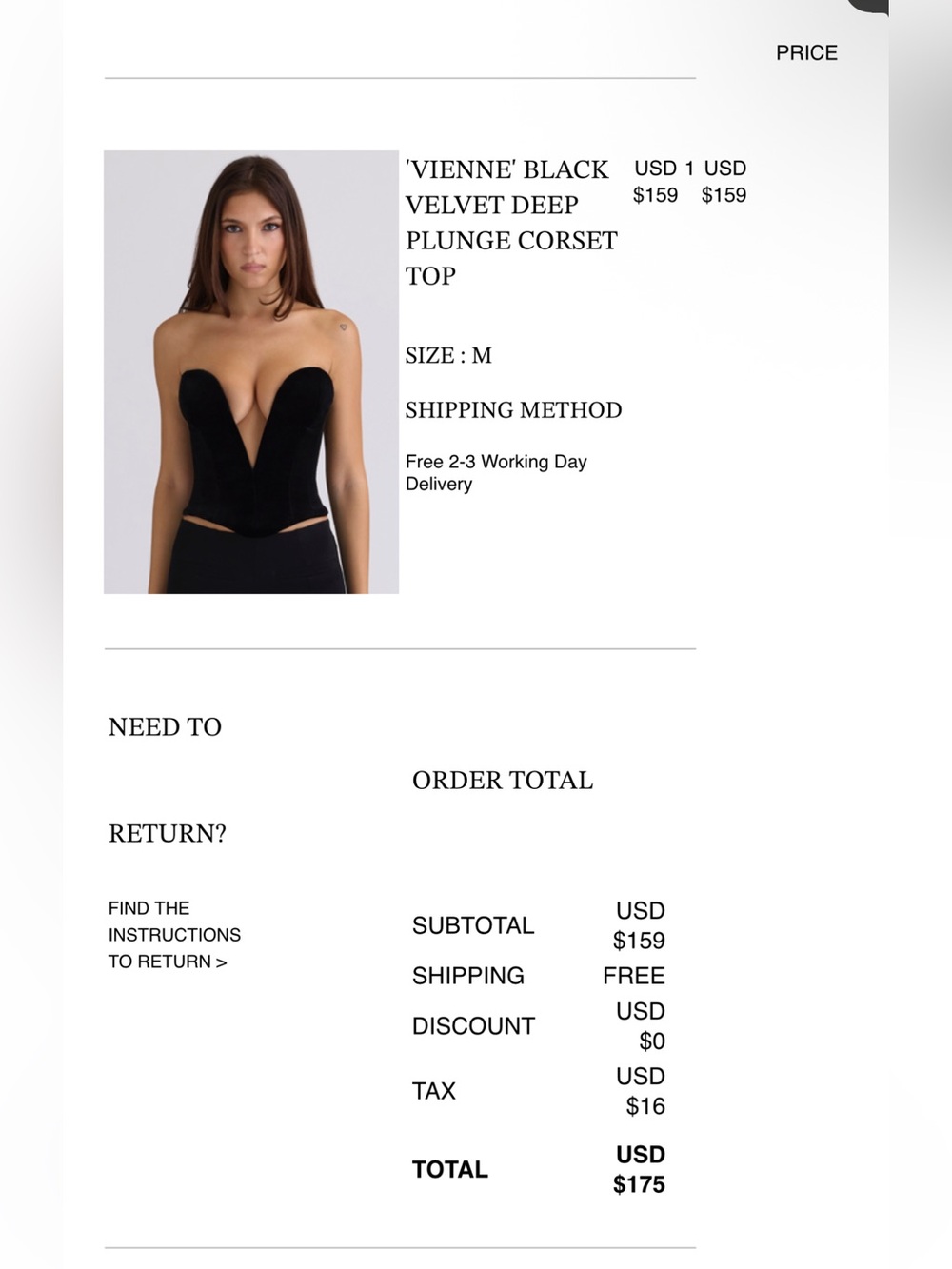 House of CB Black Strapless Structured Corset Top